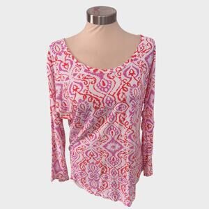 Fresh Produce Small Scoop Neck 3/4 Sleeve Pink Floral Top Modal Cotton